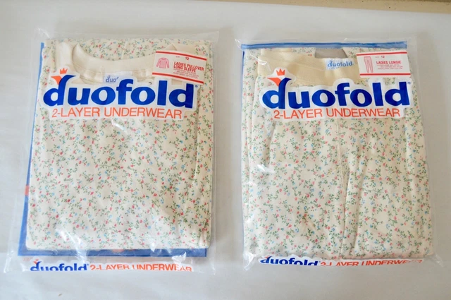 Vtg. DUOFOLD 1970'S 2 LAYER LONG UNDERWEAR LADIES TINY FLOWERS SIZE 12 LOT KS