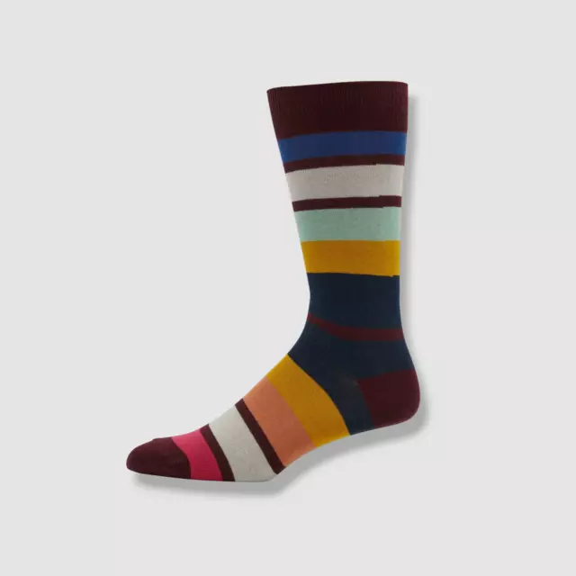 $30 Paul Smith Men's Red Atanas Stripe Knit Crew Italy 1-Pair Socks One Size