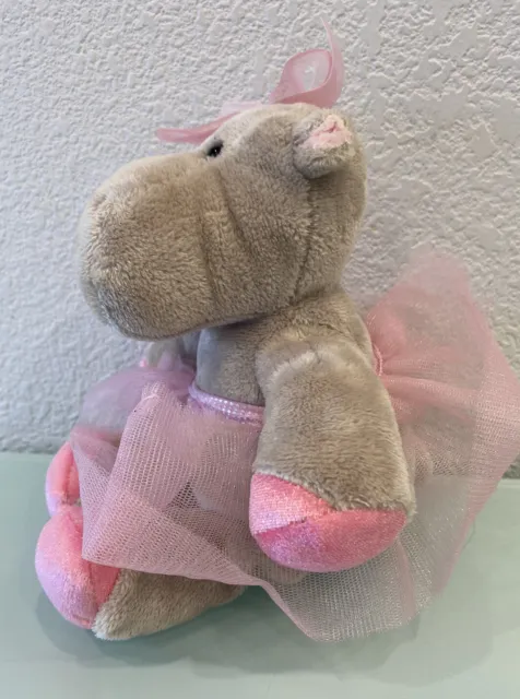 Douglas Plush Lulu Grey Hippo 9" Cuddle Toy with Ballerina Outfit and Pink Tut 2