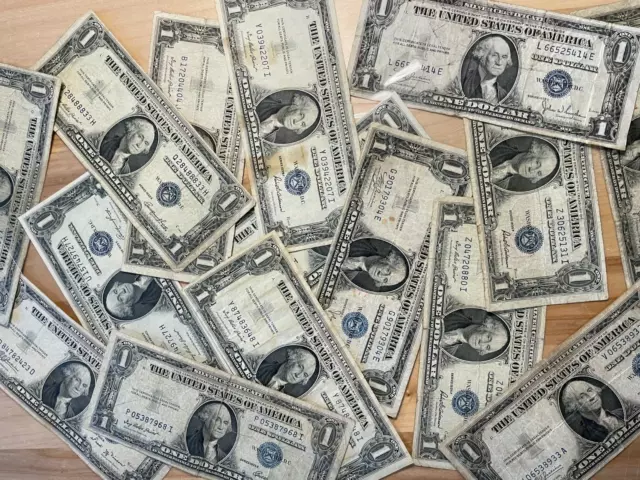 (5) Problem Silver Certificates 1935 1957 $1 Blue One Dollar Bill Lot Cull Bills