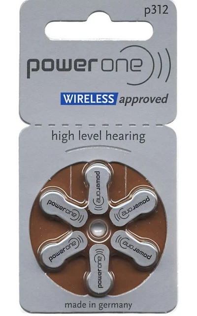 Baterías de audífono PowerOne sin mercurio talla 312, PR41 (60 baterías)
