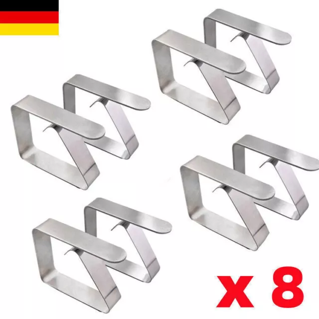 8x Edelstahl Tischtuchhalter Tischdeckenklammer Klammern Tischtuchklammer Clip