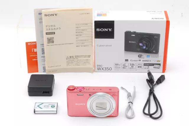 [TOP MINT in Box] Sony CyberShot DSC-WX350 Pink 20x Optical Digital Camera JAPAN