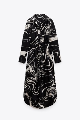 Zara Black & White Printed Shirt Dress ~ Size M ~ 9565/730