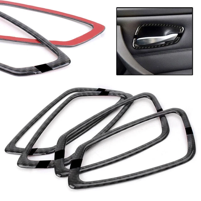 Carbon Fiber Car Interior Door Handle Frame Trim Fit BMW E90 E92 3 Series 05-12