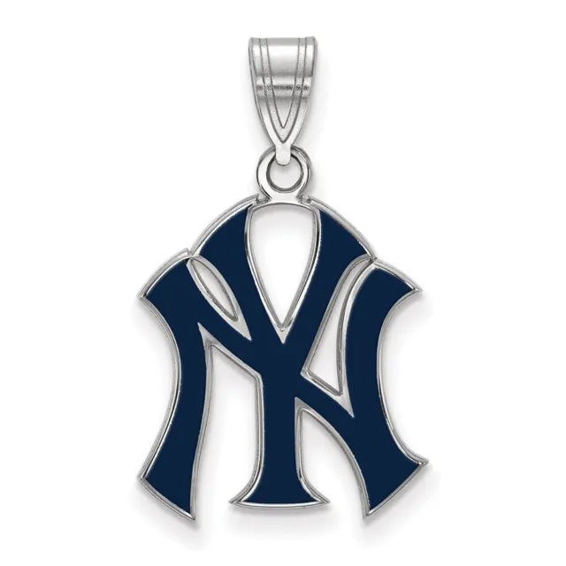 Sterlingsilber MLB LogoArt New York Yankees N-Y großer emaillierter Anhänger