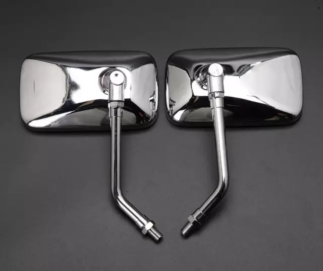 2X Chrome Motorcycle Rectangle Mirror For Harley Davidson Cruiser Chopper Bobber