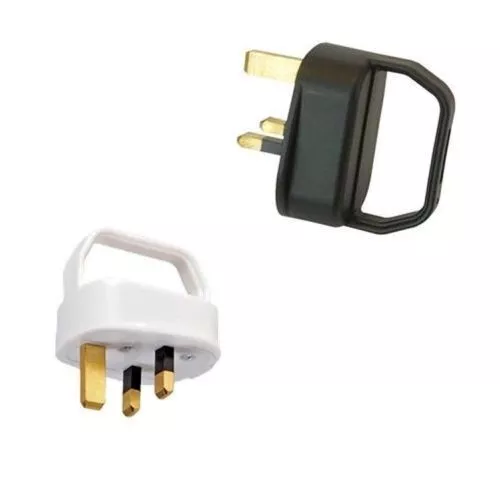 Uk Mains Power Easy Pull 3 Pin Fused Plug, 13A Black White, Rewireable