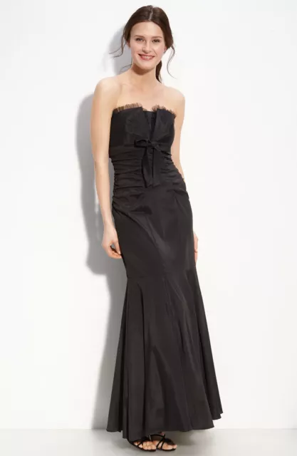Xscape Strapless Taffeta Mermaid Gown with Bow Detail (size 6)
