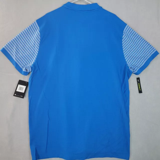 Nike Golf DriFit Pique Short Sleeve Polo Shirt Blue Stripe AQ7899-465 Mens XXL 2