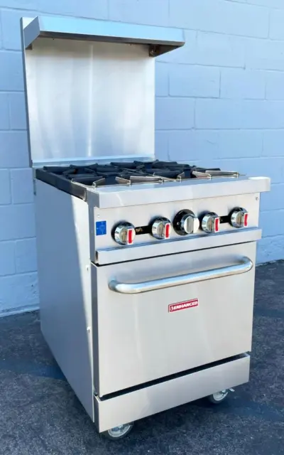 Enhanced (ER-4) 24" 4-Burner Commercial Restaurant Gas Stove Range W/ Oven