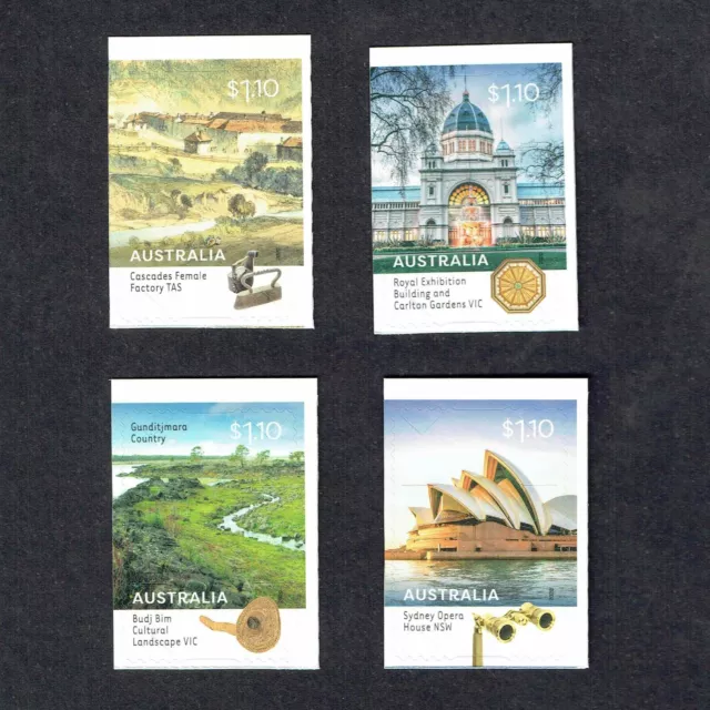 2020 World Heritage Australia  4 No. $1.10 Self Adhesive Booklet Stamps MUH/MNH