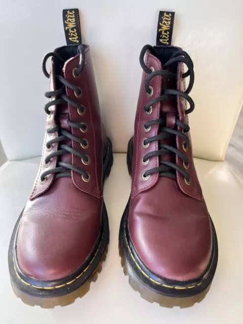 Dr. Doc Martens Combat Boots US Size 7 Womens ORIGINAL Air Wair Burgundy Leather