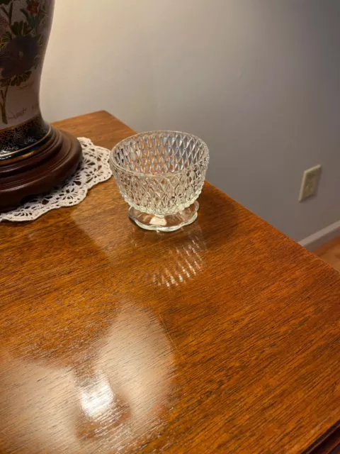 Clear Indiana Glass Diamond Pattern Fairy Lamp