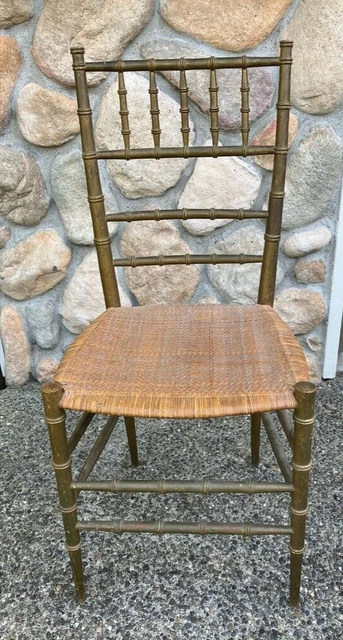 Mid Century Modern Italian Chiappe Wicker Seat Cafe Chair