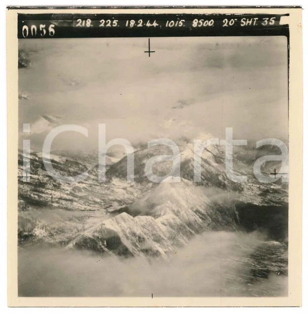 Febbraio 1944 WW2 ITALIA - ALPI - Fotografia AEREA militare 14x14 cm (3)