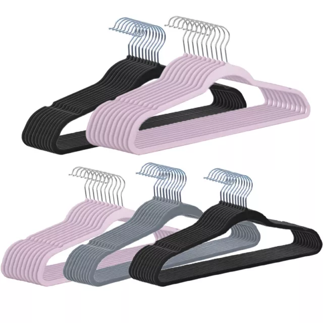 20 80 100 Suit Clothes Hangers Velvet Hangers Non Slip Flocked Space Saving Coat