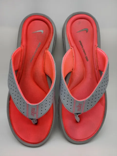 Nike Women's Size 9 Comfort Footbed Sandal Thong Flip Flop Slide Pink Gray Shoe