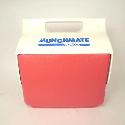 De colección años 90 MUNCHMATE por iglú caja de almuerzo bebida enfriador personal rojo blanco