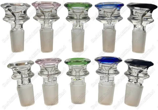14mm & 19mm / 18mm Male Glass Bowl Slide Hourglass UFO Bell Shape COLORS & CLEAR