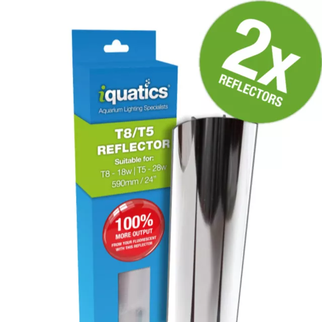 18W- Twin Pack- iQuatics T8 Aluminium Reflector-Increased output by up to 100%.