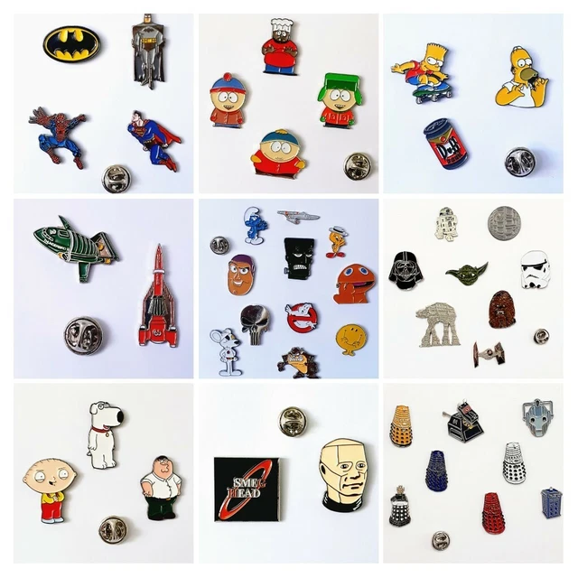 NOVELTY LAPEL PIN BADGES Star Wars Family Guy Super Hero Simpsons Dr