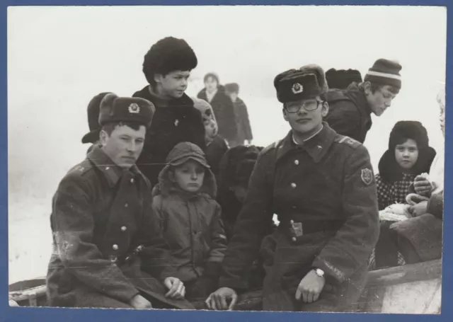 Handsome Military Guys Soldiers with children Soviet Vintage Photo USSR