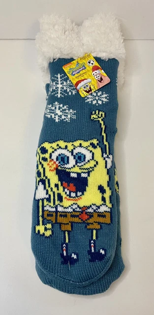 Women's SpongeBob Squarepants Christmas Slipper Socks Shoe Size 4-10 Nickelodeon