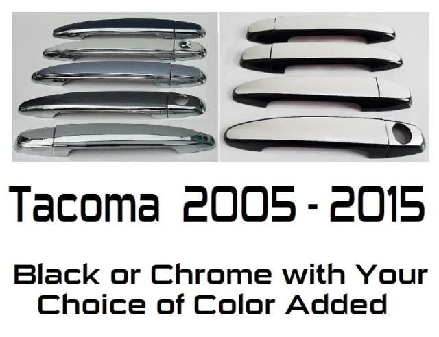 Custom Black OR Chrome Door Handle Overlays 2005-2015 Toyota Tacoma YOU PICK CLR