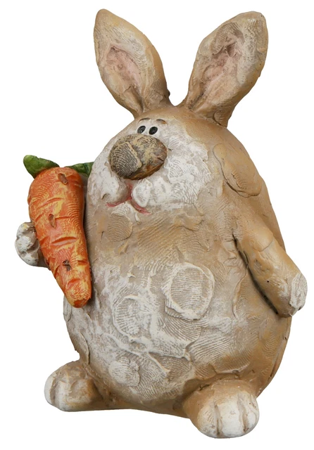 Coniglio Con Carota di Pasqua Decorazione Giardino Statua Braun 10cm