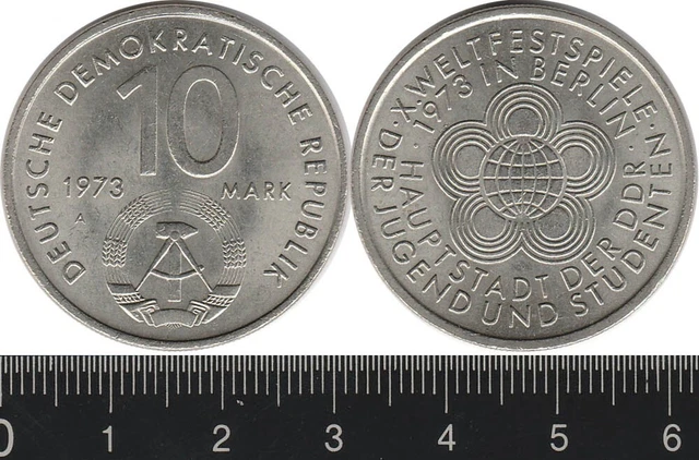 German Democratic Republic: 1973 10 Mark 10th World Youth/Student Festival DDR