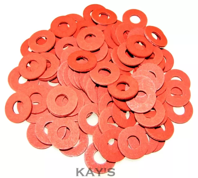 Red Fibre Sealing Flat Washers M3 M4 M5 M6 M8 M10 M12 M16 Assorted 100 Piece Kit