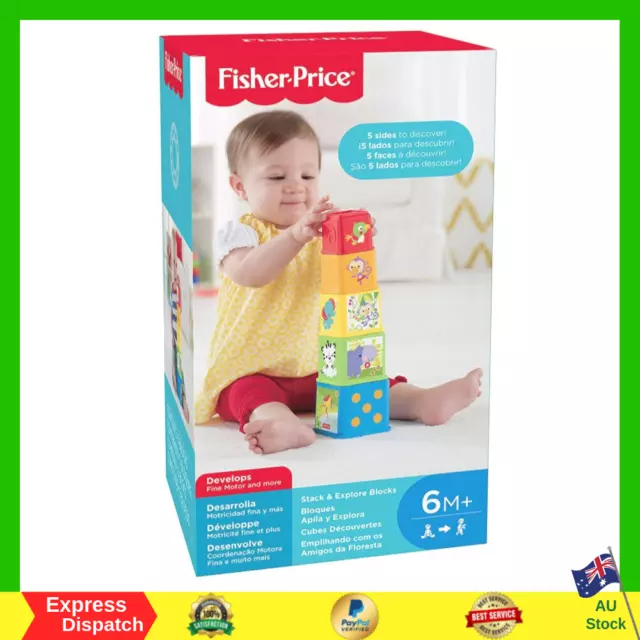 Fisher Price Stack and Explore Blocks Baby Sit Stack Fun Skills | Free Shipping