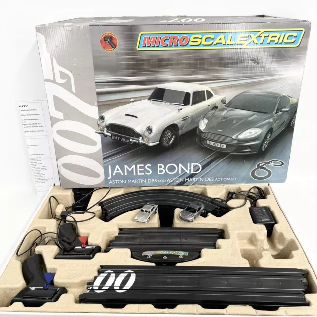 James Bond 007 Micro Scalextric Set Aston Martin DB5 vs DBS Hornby Complete