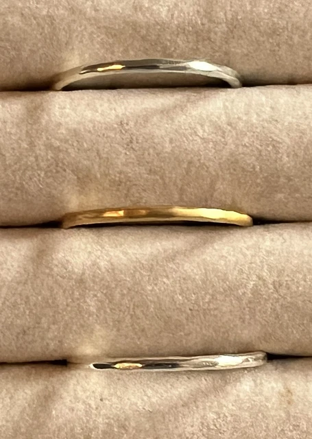 Set 3 Stella & Dot Essential Hammered Goldtone Silvertone Stacking Rings Sz 6 Set 3 Stella & Dot Essential Hammered Goldtone Silvertone Stacking Rings Sz 6