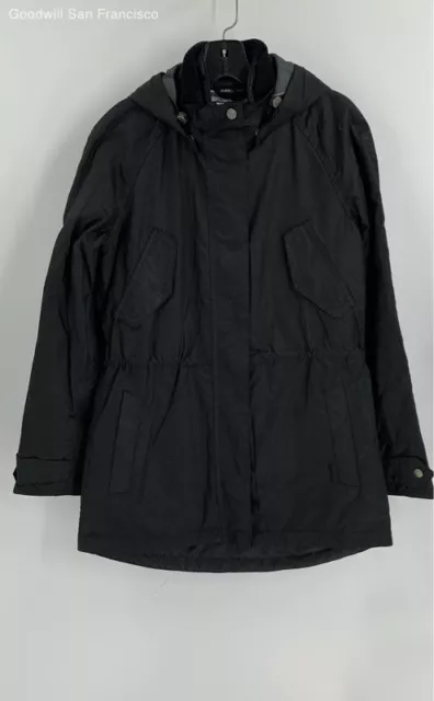Barbour Womens Black Cotton Long Sleeve Pockets Hooded Full Zip Jacket Size 4