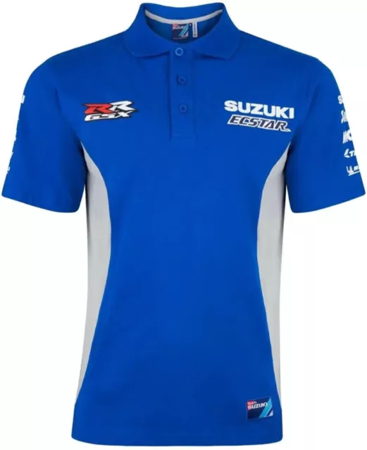 Official Suzuki Ecstar Womens GSX-RR MotoGP Team Polo Shirt SS Ladies Blue