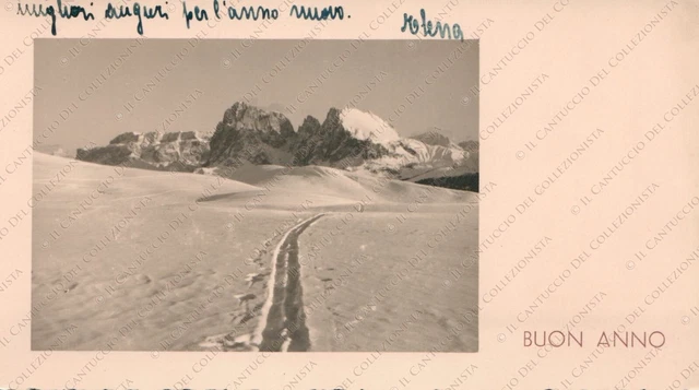 Buon Anno Fotografia tracce nella neve Cartolina augurale