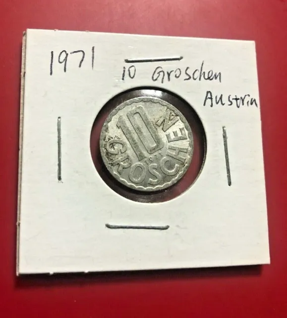 Austria 10 Groschen 1971 Coin - NICE WORLD COIN !!!