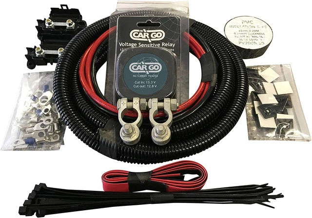 Kit Relè Divisione Carica (VSR) 12V 140A Per Camper/caravan - Con Cavo Da 10mm E 70A