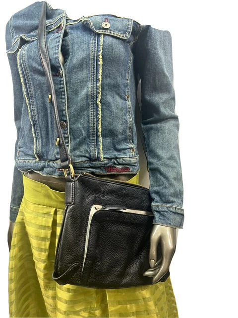 Perlina New York Purse Womens Black & White Leather Crossbody Bag Gold Hardware Perlina New York Purse Womens Black & White Leather Crossbody Bag Gold Hardware
