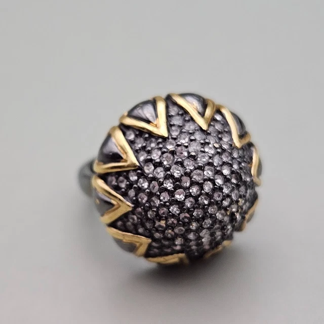 Stella & Dot Ring Starburst Dome Cocktail Gold Tone Adjustable 8.75 Rhinestones