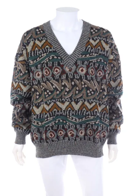 MISSONI V-Neck-Pullover Schurwolle Alpaka 52 Herbst-Töne NEU