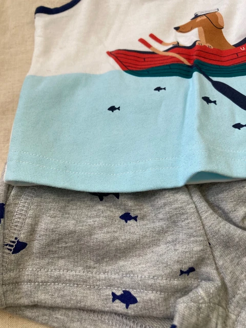 Carters baby boy newborn 2 piece dog/boat knit short outfit NWT 2