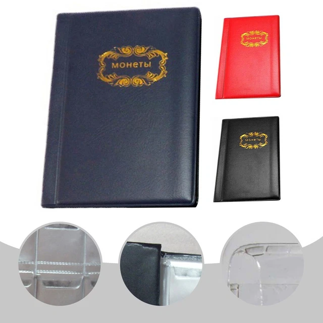 Lot De 2 Albums Pour Collection De Pièces De Monnaie - 300 Pochettes - Grilles Transparentes 4.5x4.2cm - Couleurs Assorties - 7