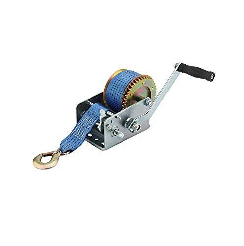 3200LBS Polyester Strap 2 Gear Hand Winch Hand Crank Gear Winch ATV Boat Trailer