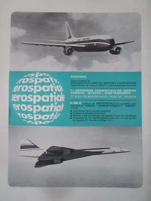 4/1971 PUB AEROSPATIALE CONCORDE SUPERSONIC AIRLINER ORIGINAL FRENCH AD 