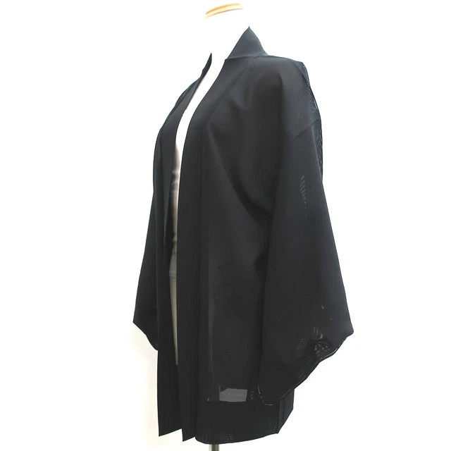 9036D1 Silk Vintage Japanese Kimono Haori Jacket See-Through Embroidery Flower