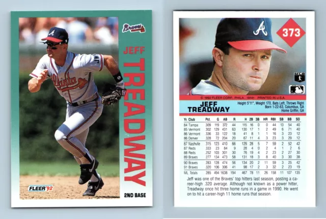 Jeff Treadway - Braves #373 Fleer 1992 Baseball Trading Card