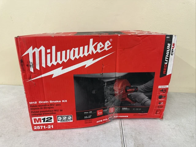 Milwaukee M12 Cordless Lithium-Ion Drain Snake Kit with Bucket 2571-21 (Red) A34